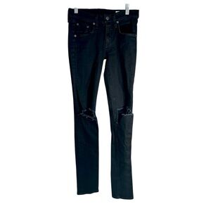 Rag & Bone Black Distressed Skinny Jeans Sz 25